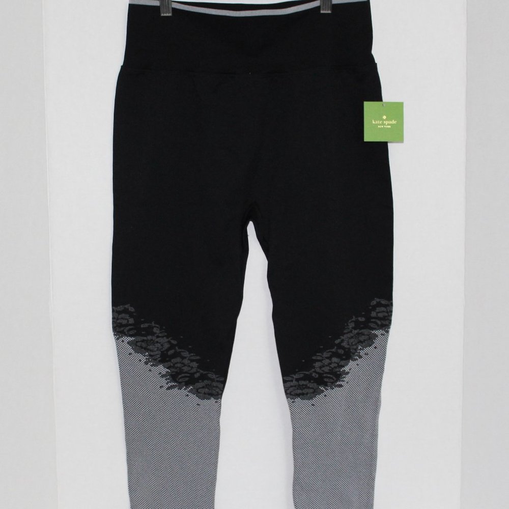 NWT Kate Spade Floral Jacquard Leggings Blck (M/L)
